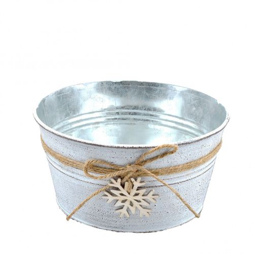 Zink Schneeflocke weiss d18cm h9cm