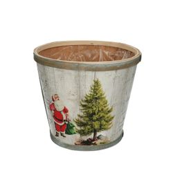 Holz Übertopf Weihnachtsmann D17cm H15cm