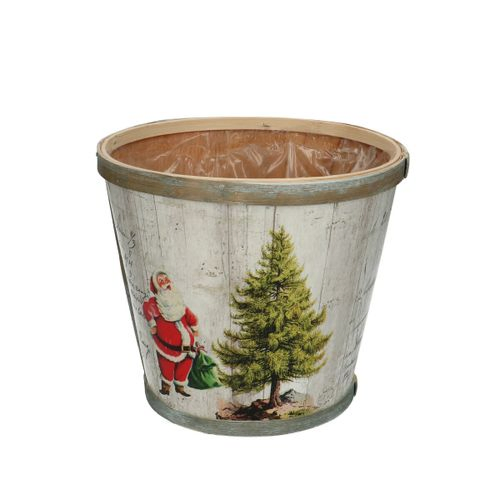 Holz Übertopf Weihnachtsmann D17cm H15cm