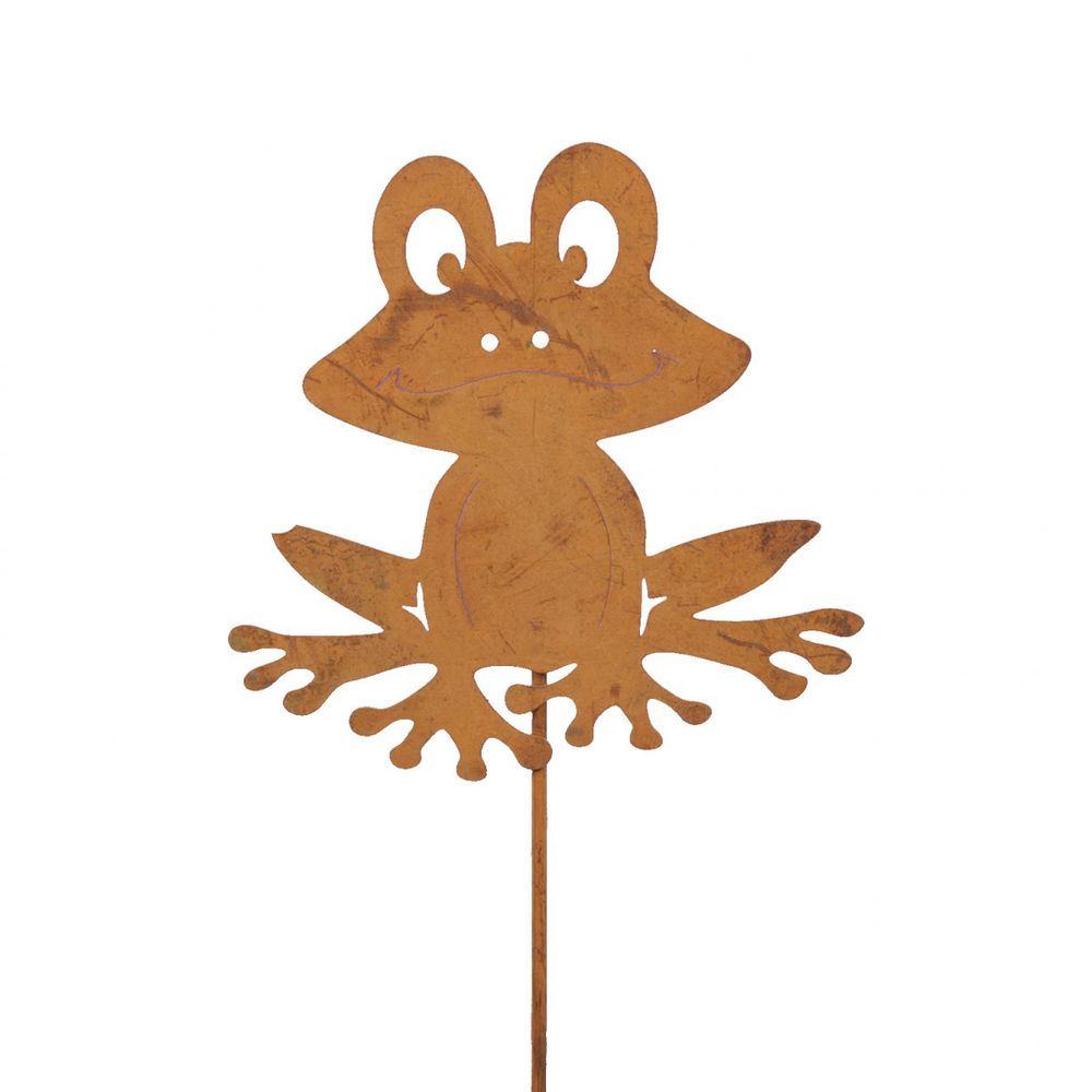 Deko/Stab 30cm Metall Frosch 8cm