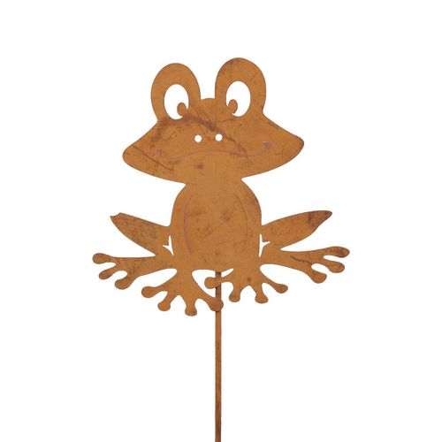 Deko/Stab 30cm Metall Frosch 8cm
