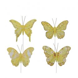 Schmetterling auf Draht gelb mix 08cm x12