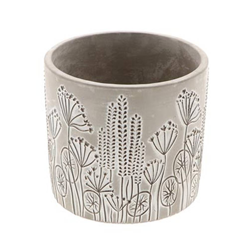 Keramik Übertopf Flora grau D16.5cm H15cm