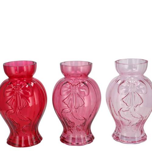 Glas Vase Jolly Bowy rosa mix 11x11x18cm