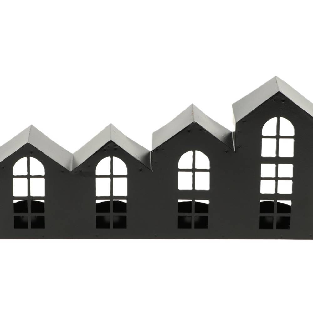 Teelichthaus Zink schwarz 32x06x15cm