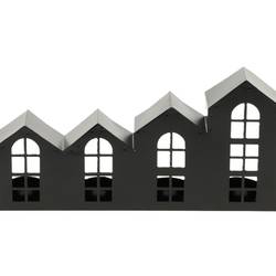 Teelichthaus Zink schwarz 32x06x15cm