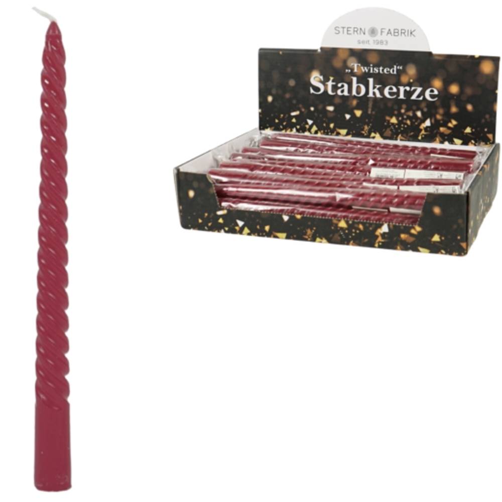 Dinnerkerze Twisted im Display fuchsia D02.2cm H25cm