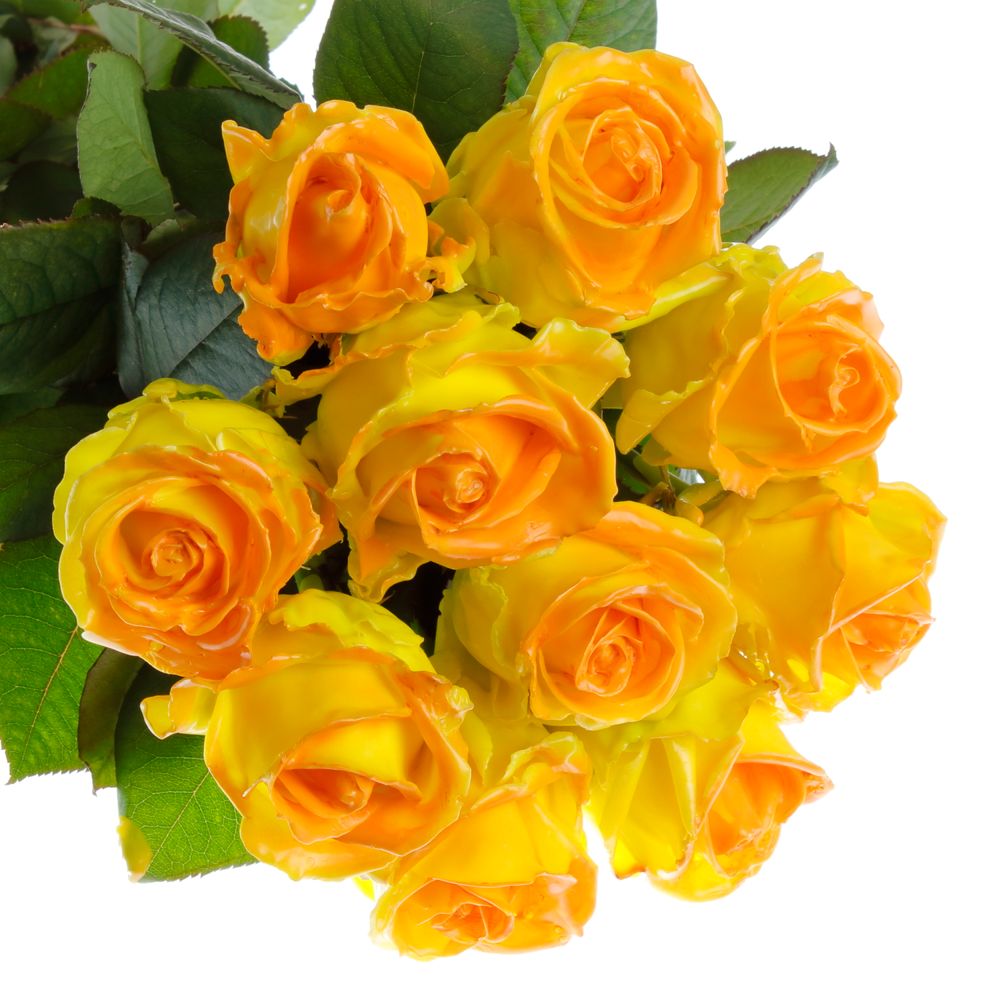 Rose gelb/orange Wachs (W25) 70cm