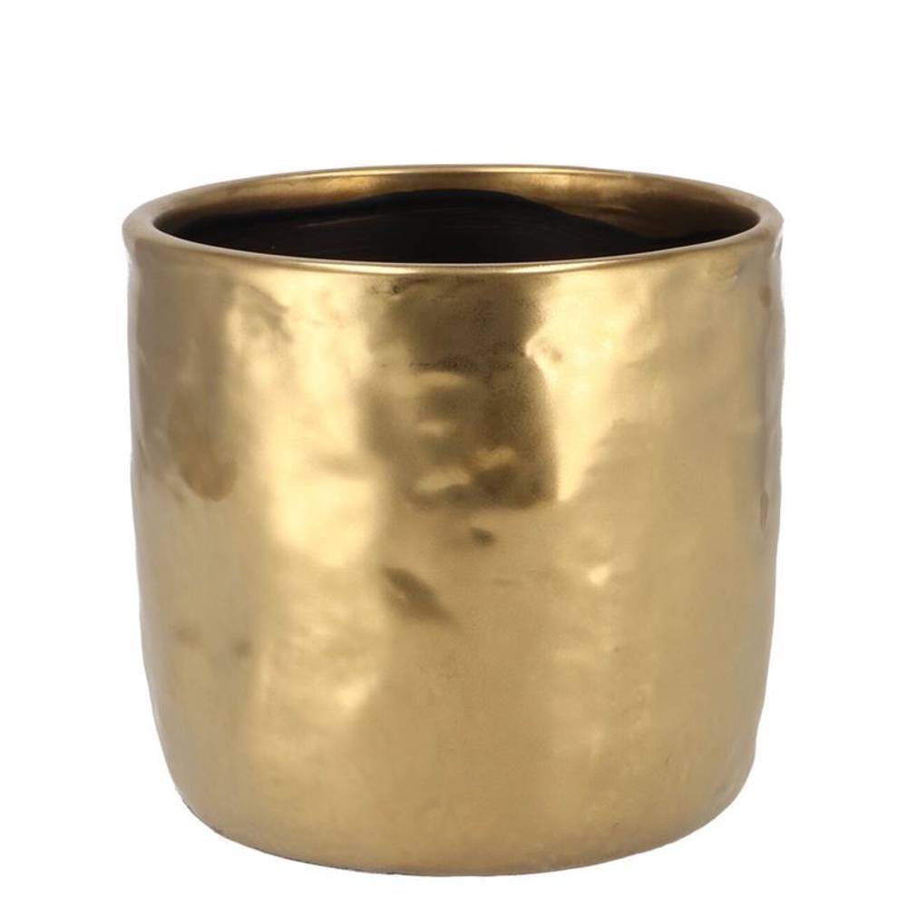 Keramik Übertopf Iron Stone gold D13cm H13cm