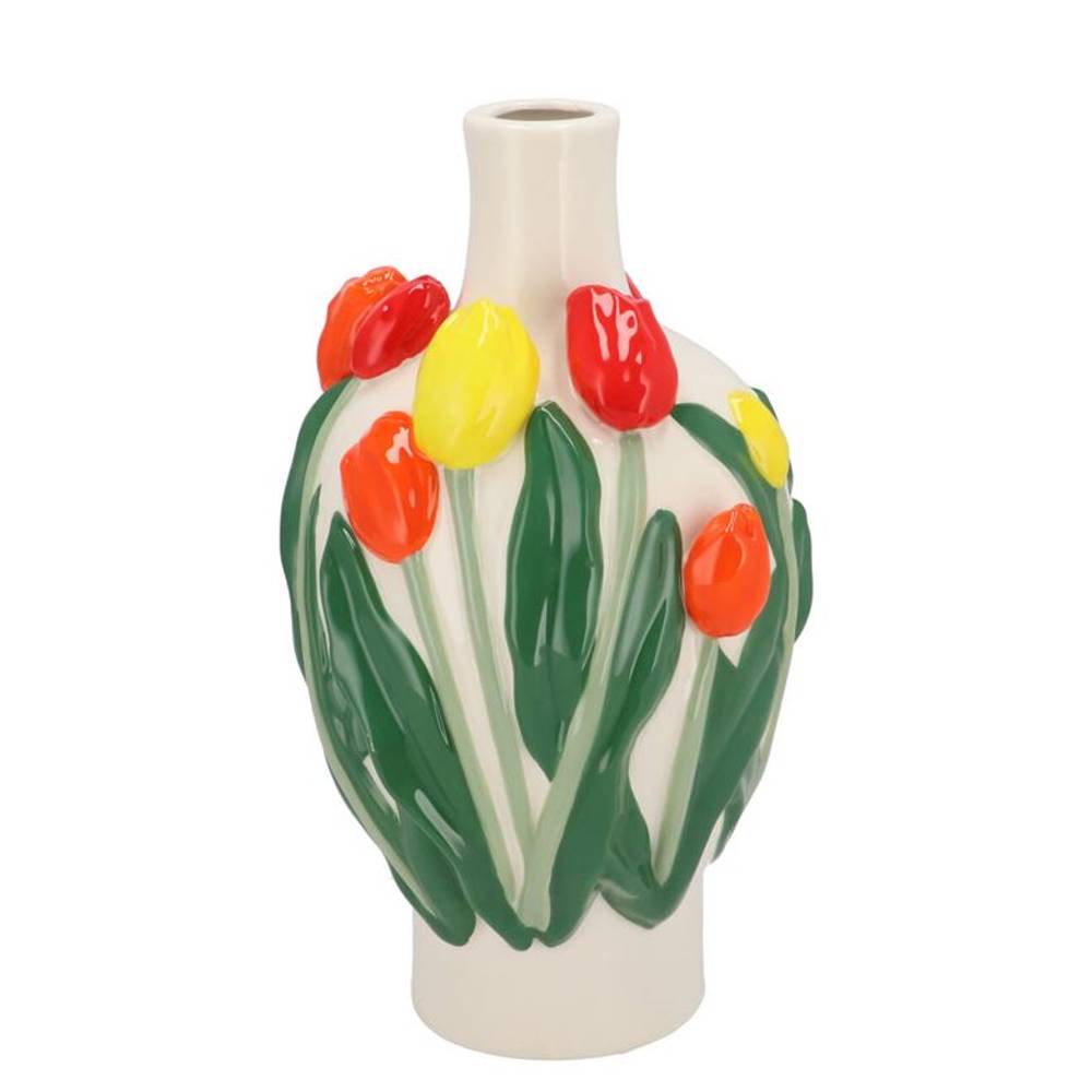 Keramik Vase Isa Dutch orange/gelb/rot 16x16x26cm