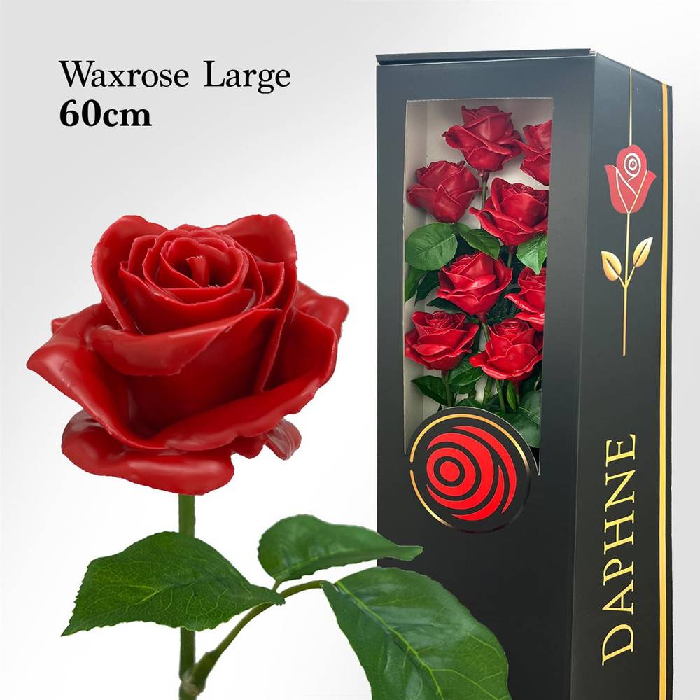 Plastik Wachs Rose L auf Stiel rot L60cm