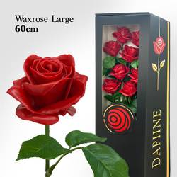 Plastik Wachs Rose L auf Stiel rot L60cm