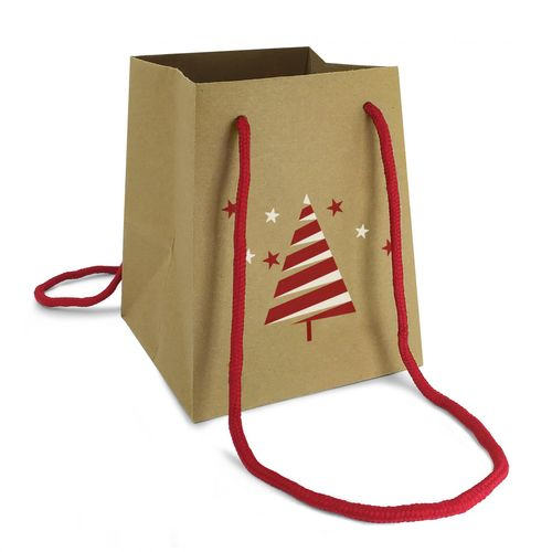 Tasche Deko Baum natur rot 18x15x15cm