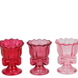 Glas Teelicht Jolly rosa mix 07x07x09cm