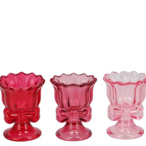 Glas Teelicht Jolly rosa mix 07x07x09cm