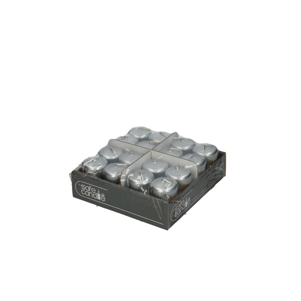 Stumpfkerze Safe silber D04cm H06cm
