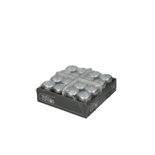 Stumpfkerze Safe silber D04cm H06cm