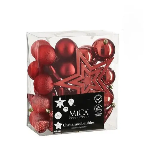 Kugel Plastik mix rot D08cm x40