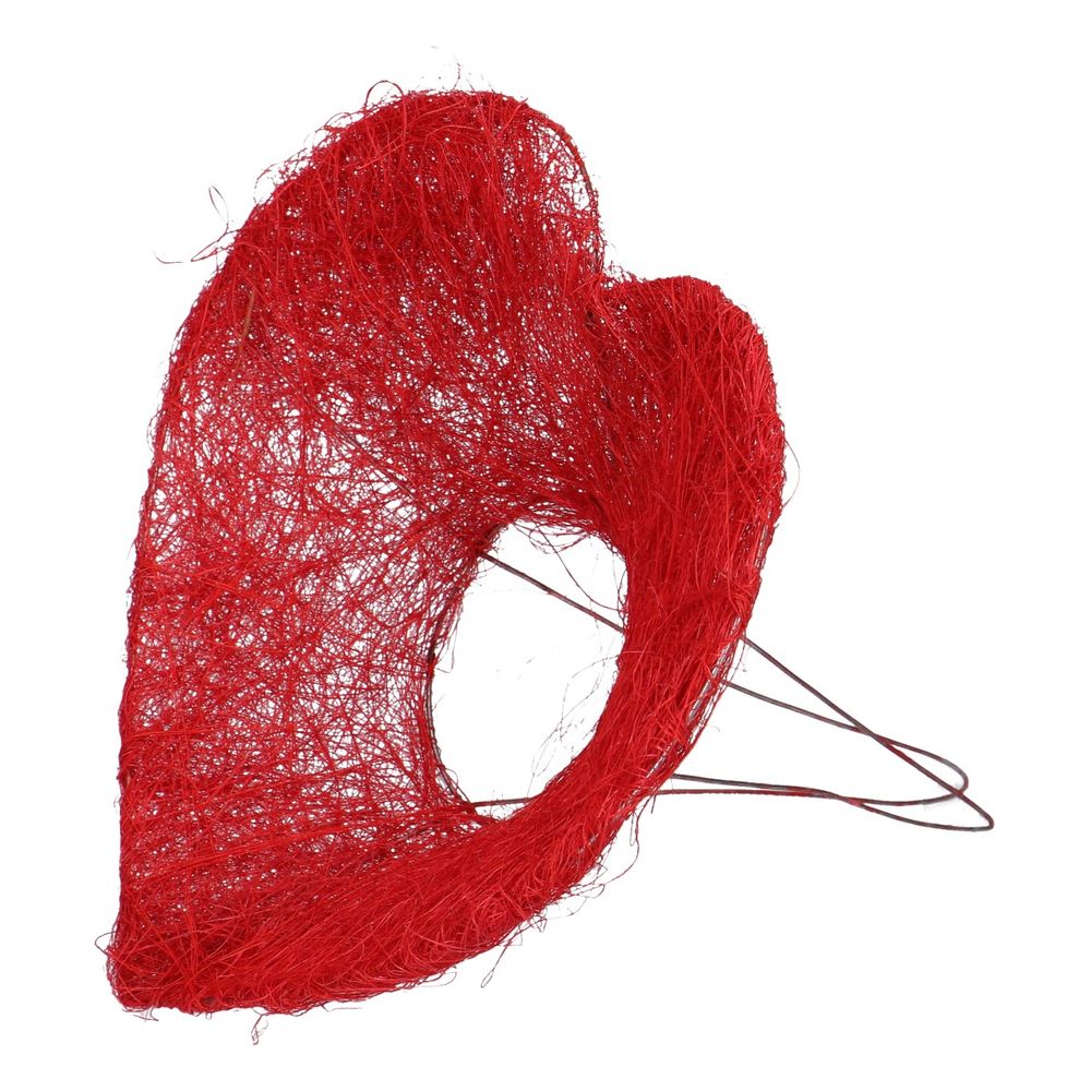 Strausshalter Sisal Herz rot D20 cm