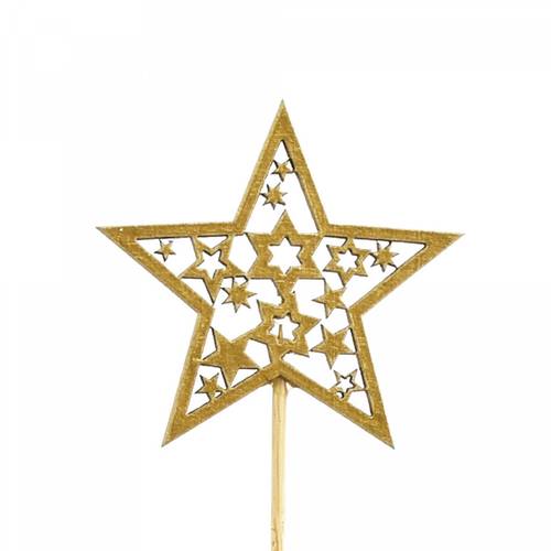 Stern auf Stab gold L20cm 06cm