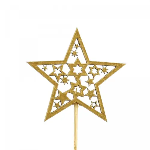 Stern auf Stab gold L20cm 06cm