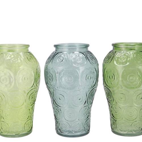 Glas Vase Delight Circle mix grün 15x25cm