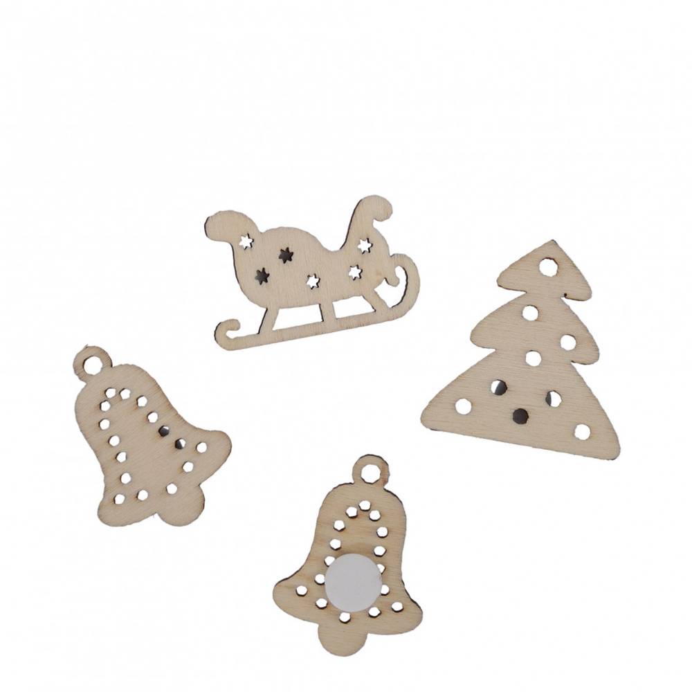 Aufkleber Weihnachten mix Holz 2.5cm x48