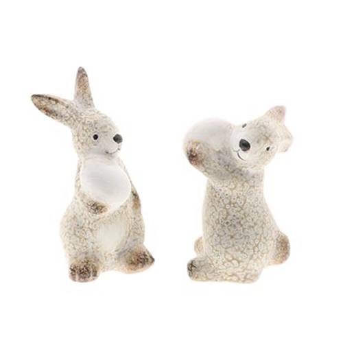 Osterhase mit Ei mix braun D06cm H11cm