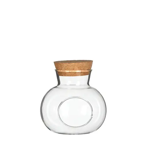 Glas Vase mit Kork+Loch D15cm H14cm