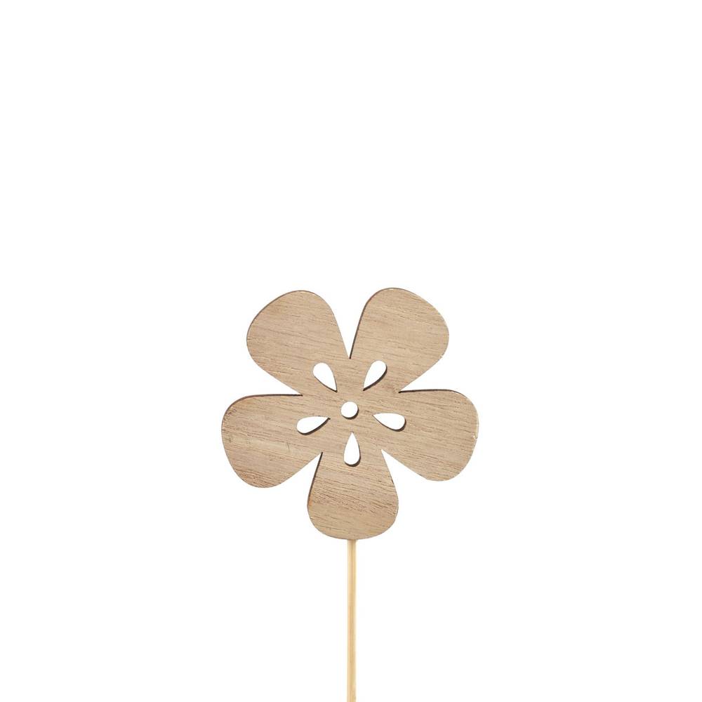 Blume Holz auf Stab braun L12cm D07cm