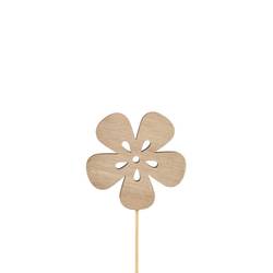 Blume Holz auf Stab braun L12cm D07cm