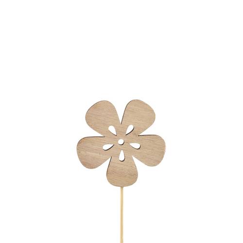 Blume Holz auf Stab braun L12cm D07cm
