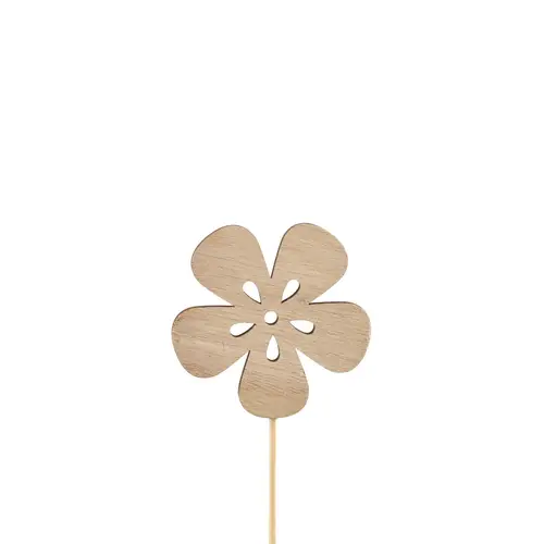 Blume Holz auf Stab braun L12cm D07cm