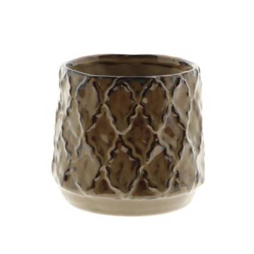 Keramik Übertopf Zaria dunkel braun D12cm H11cm