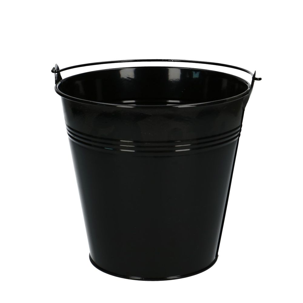 Zink Eimer schwarz +Henkel D16cm H15cm