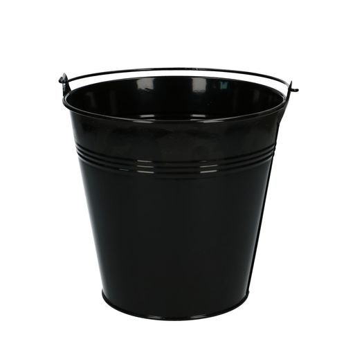 Zink Eimer schwarz +Henkel D16cm H15cm