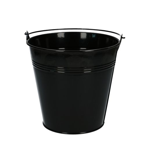 Zink Eimer schwarz +Henkel D16cm H15cm