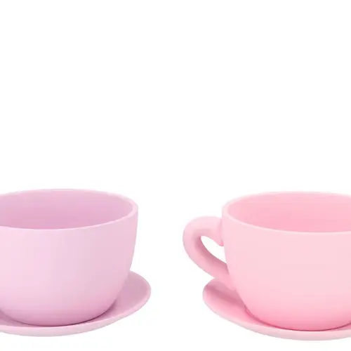 Keramik Übertopf Tasse Chai mix rosa 23x19x12cm