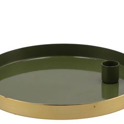 Kerzenständer Teller grün 22x2,5cm