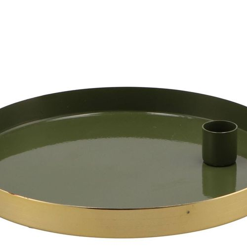 Kerzenständer Teller grün 22x2,5cm