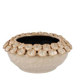 Keramik Übertopf Nancy Blumen creme 25x25x11cm