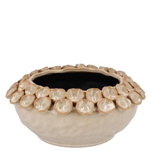 Keramik Übertopf Nancy Blumen creme 25x25x11cm