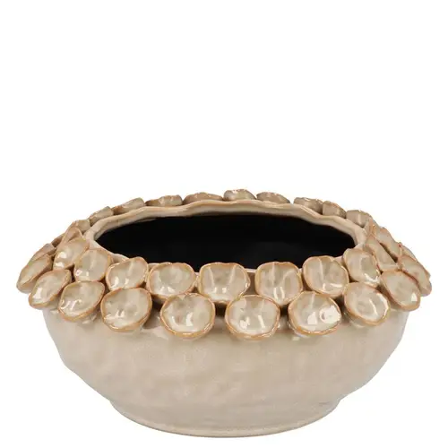 Keramik Übertopf Nancy Blumen creme 25x25x11cm