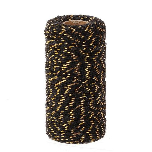 Seil Baumwolle schwarz gold 2mm 100m