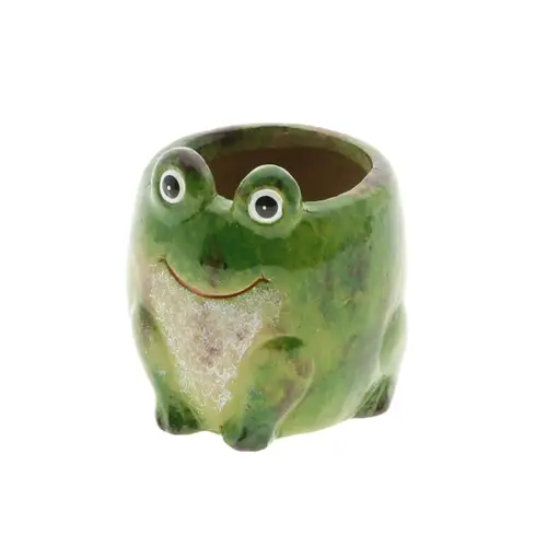 Keramik Übertopf Frosch grün D08.5cm H09cm