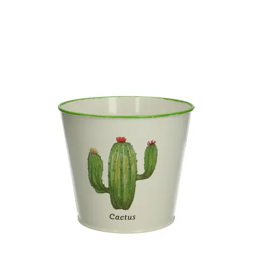 Zink Übertopf Kaktus1 grün D12.5cm H11cm
