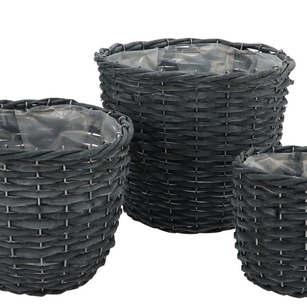 Korb Weide schwarz 3/Set 25x21cm