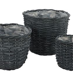 Korb Weide schwarz 3/Set 25x21cm
