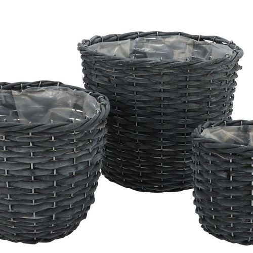 Korb Weide schwarz 3/Set 25x21cm