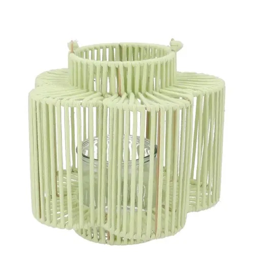 Laterne Cruz Blume Pistache grün 12x23x24cm